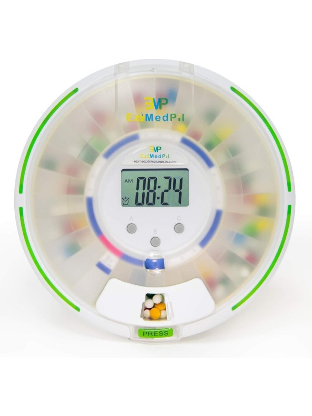 28-Day Automatic Pill Dispenser with Frosted Privacy Lid - Secure Medication